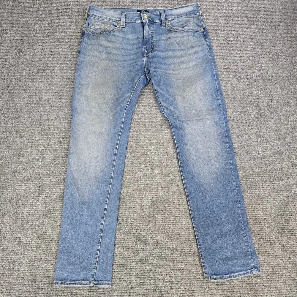 True Religion Rocco Relaxed Skinny Jeans Mens 36x33 Light Wash Stretch Denim